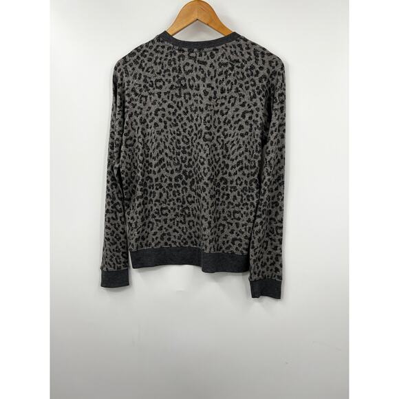 Lucky Brand Women's Leopard Crew Pullover Sweater Stretch Gray Size S/P - Picture 4 of 8